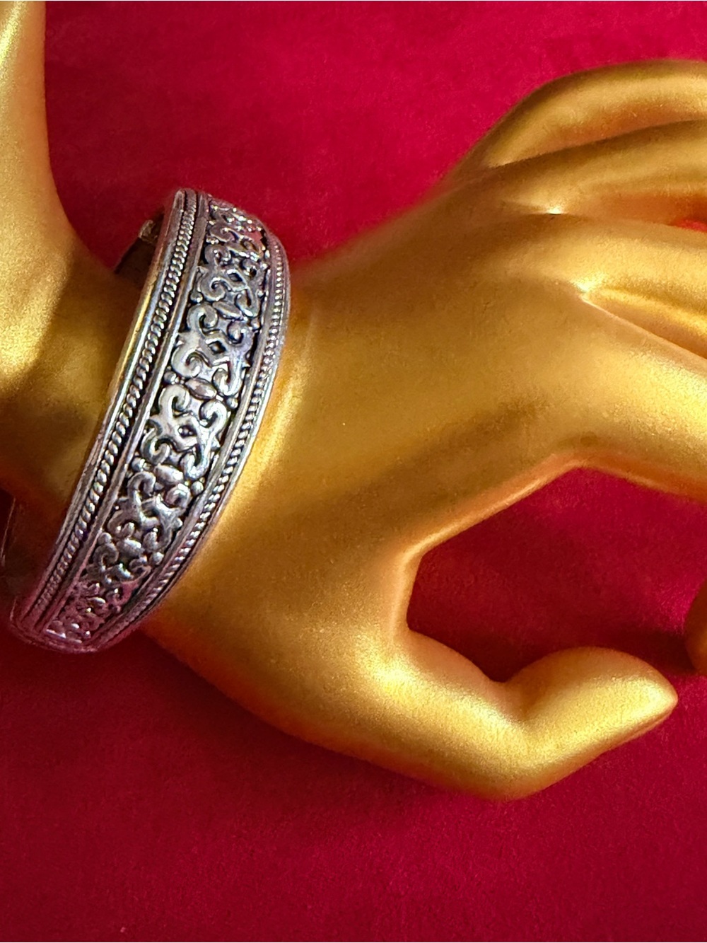 Silver Tone Filigree Cuff Bracelet
